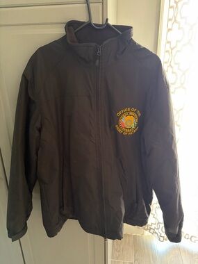 Port Authority Brown Windbreaker Jacket with Embroidered Seal